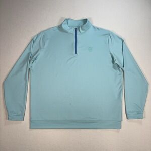 Peter Millar Perth Melange 1/4 Zip Men's XL Aqua Blue Stretch Performance Golf